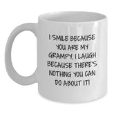Funny Grampy Mug Gifts for Him, White Coffee Mug, I Smile Because You Are My Grampy, Perfect Christmas Unique Gifts from Men to Family - Main